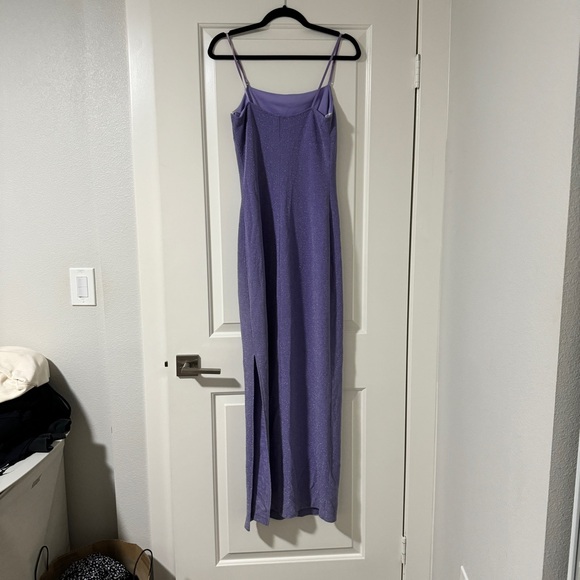 Spaghetti Strap Glitter Lavender Dress - Picture 2 of 5